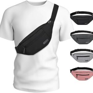 MAXTOP Large Crossbody Fanny Pack with 4-Zipper Pockets,Gifts for Enjoy Sports Festival Workout Traveling Running Casual Hands-Free Wallets Waist Pack Phone Bag Fits All Phones