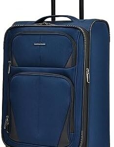 U.S. Traveler Aviron Bay Expandable Softside Luggage with Spinner Wheels, Navy, Carry-on 22-Inch