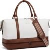BOSTANTEN Weekender Bags for Women Canvas Travel Duffel Bag Large Overnight Bag Carry On Tote with Shoe Compartment and Trolley Sleeve