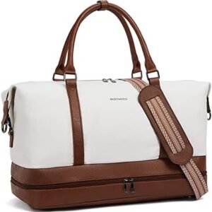 BOSTANTEN Weekender Bags for Women Canvas Travel Duffel Bag Large Overnight Bag Carry On Tote with Shoe Compartment and Trolley Sleeve