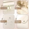 DOFOWORK Makeup Bag - Make up Bag for Women, Travel Makeup Bag with Divider and Handle, Washable Waterproof Comestic Bag PU Leather, Open Flat - White - Image 5