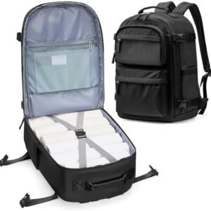 Travel Backpack for Women,Waterproof Carry on Backpack,Personal Item Travel Bag Flight Approved, with USB Charging Port, Black
