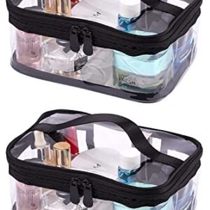 Louise Maelys 2 Pieces Portable Clear Makeup Bag Zipper Waterproof Transparent Travel Storage Pouch Organizer Cosmetic Toiletry Bag With Handle