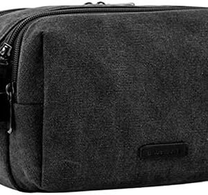 BAGSMART Toiletry Bag for Men, Canvas Travel Toiletry Organizer Dopp Kit Water-resistant Shaving Bag for Toiletries Accessories,Black-Large