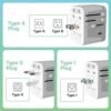 Universal Travel Adapter, International Power Plug Adapter with 3 USB-C and 2 USB-A Ports, All-in-One Worldwide Wall Charger for USA EU UK AUS and 150+ Countries - Image 6