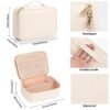 OCHEAL Makeup Bag, Cute Makeup Organizer Bag Potable Make up Bag for Toiletry Cosmetics Accessories with Divider and Brushes Compartments, Travel Case for Women Girls- Beige White - Image 3