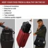 Dual Compartment Lunch Bag, Large Insulated Leakproof Cooler Tote with Shoulder Strap & Luggage Trolley Sleeve for Men & Women Lunch Box, Work, Picnic -Black - Image 3