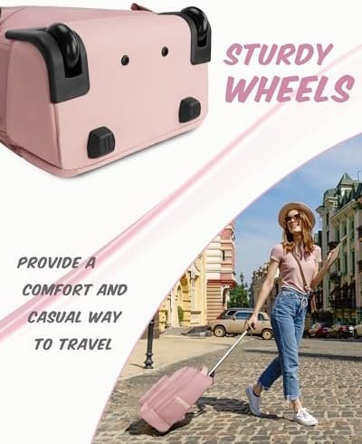 MATEIN Rolling Backpack for Women, 17 Inch Travel Laptop Backpacks with Wheels, Large Carry On Business Luggage Roller Backpack, Waterproof Trolley Suitcase Overnight College Work Computer Bag, Pink - Image 6