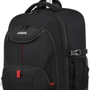 Rolling Backpack, Large Backpack with Wheels for Men Women Adults, 17inch Waterproof Wheeled Travel Laptop Backpack Carry on Luggage Bag Trolley Suitcase Business College School Computer Bookbag,Black