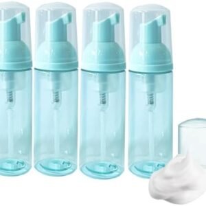 AREMOD 4Pcs 2 oz Lash Shampoo Foaming Bottle Empty Foaming Soap Dispenser Plastic Refillable Travel Pump Bottle for Hand Soap, Shampoo for Toiletries(Green)