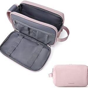BAGSMART Large Toiletry Bag for Women, Cosmetic Makeup Bag Organizer, Travel Bag for Toiletries, Dopp Kit Water-resistant Shaving Bag for Accessories, Pink-Large