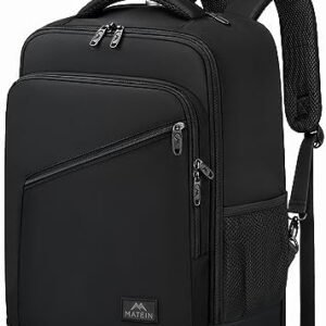 MATEIN Underseat Carry On Luggage with Wheels, 17 inch Rolling Backpack Travel Laptop Backpack for Men Women, Water Resistant Wheeled Backpack Airline Approved Roller Bag, Traveler Gifts, Black