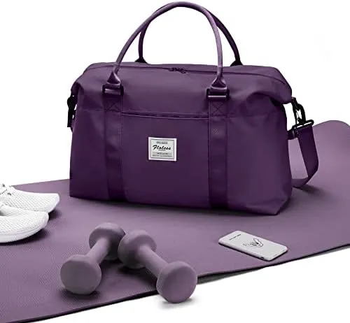 Weekender Bags for Women,Travel Duffel Bag,Overnight Weekend Carry On Personal Item Bag with Wet Pocket & Trolley Sleeve,Gym Bag,Dark Purple - Image 8