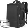 FALARK INC Travel Backpack For Women Men, Carry On Backpack Flight Approved, Waterproof Anti-theft Personal Item Trave Bag With USB Port For Travel, Black