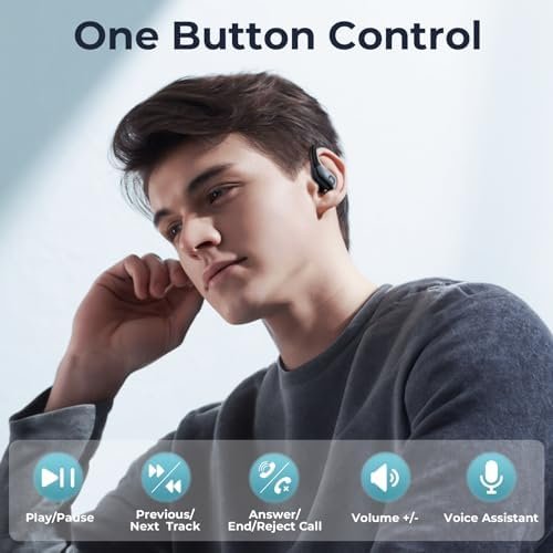 occiam Bluetooth Headphones Wireless Earbuds 90Hrs Playback Sport Ear Buds with Earhook LED Display Charging Case IPX7 Waterproof Earbud Deep Bass Running Earphones for iOS Android Cellphone,Black - Image 6