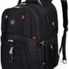 SHRRADOO Extra Large 52L Travel Laptop Backpack with USB Charging Port, College Backpack Airline Approved Business Work Bag Fit 17 Inch Laptops for Men Women,Black