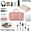 WANDF For Spirit Airlines Personal Item Bag 18x14x8 Travel Duffel Bag with TSA Approved Quart Size Bag & Shoes Bag Weekender Overnight Bag Carry-on Luggage for Women （Pink） - Image 8