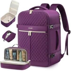LOVEVOOK Carry On Travel Backpack for Women, 40L Personal Item Travel Bag Flight Approved, TSA Large Backpack for 17'' Laptop, Waterproof Weekender Business Hiking Bag with 3 Packing Cubes
