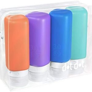 Leak Proof Refillable Silicone Travel Bottles - 3oz Travel Size Containers - Squeeze Bottle with TSA Bag