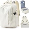 nanamango Travel Backpack For Women Men Carry On Backpack Flight Approved Water Resistant 14 Inch Laptop Backpack with USB Charging Port For Hiking Weekender Business College (White)