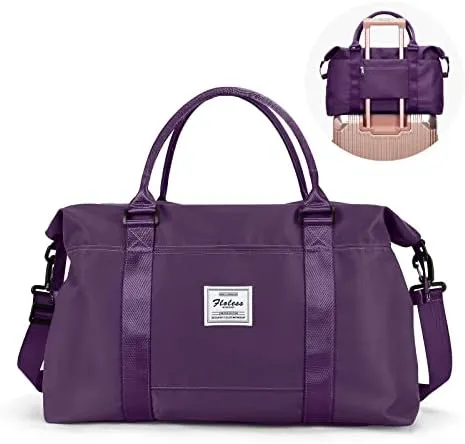 Weekender Bags for Women,Travel Duffel Bag,Overnight Weekend Carry On Personal Item Bag with Wet Pocket & Trolley Sleeve,Gym Bag,Dark Purple