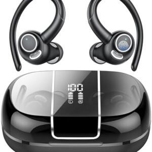 Csasan Headphones Wireless Earbuds Sport, Bluetooth 5.3 Over Ear Buds Stereo Deep Bass Headset with Earhooks, 48H Wireless Earphones with HD Mic, IP7 Waterproof Earbud for Sports/Running/Workout