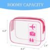 3Pcs TSA Approved Toiletry Bag, Clear Travel Toiletry Bag, Clear Makeup Bag, Waterproof Travel Makeup Cosmetic Bag, Carry On Airport Airline Quart Size Travel Bag for Women Men (Pink) - Image 3