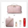 BAGSMART Travel Makeup Bag - Water-Resistant Portable Cosmetic Pouch, Flat Open Organizer for Toiletries and Brushes, Pink - Image 5