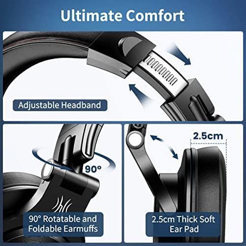 OneOdio A71 Hi-Res Studio Recording Headphones - Wired Over Ear Headphones with SharePort, Professional Monitoring & Mixing Foldable Headphones with Stereo Sound (Black) - Image 6