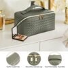 2023 New Large Capacity Travel Cosmetic Bag, PU Leather Waterproof Portable Cosmetic Bag with Handle and Divider, Travelling Makeup Bag, Travel Toiletry Bag (Braid Style Green) - Image 2