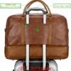 BAOSHA Leather Large Travel Duffel Tote Bag Carry On Weekender Overnight Bag With Shoe Compartment HB-38 (Brown) - Image 3