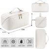 ALEXTINA Large Capacity Travel Cosmetic Bag - Portable Makeup Bags for Women Waterproof PU Leather Checkered Makeup Organizer Bag with Dividers and Handle,Toiletry Bag for Cosmetics - Image 6