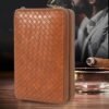 Humidor for up to 4 cigar. Woven textured style leather to hold your 69 humidor pack , interior made of cedar wood with cigar cutter, cigar case, cigar humidor for easy portability and travel - Image 8