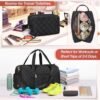Gym Bag for Women, 40L Duffle Bag with Toiletry Bag Waterproof Weekender Carry On Bag with Shoe Compartment & Wet Pocket for Sports Yoga Travel, Black - Image 5