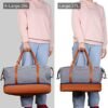 Bodaon Weekender Bag for Women/Men, Sports Gym Tote Bags, Carry on Overnight Duffel, Carrying Weekend Travel Bags for Ladies, Canvas& PU Leather with Shoe Compartment Duffle (Blue Strips) - Image 4
