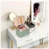 OCHEAL Makeup Bag,Large Travel Makeup Bag Organizer Cosmetic Bags for Women Washable Make Up Bag Makeup Organizer Case with Dividers - Large,Embossed Rhombus Green - Image 7