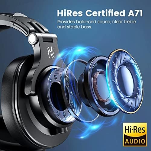 OneOdio A71 Hi-Res Studio Recording Headphones - Wired Over Ear Headphones with SharePort, Professional Monitoring & Mixing Foldable Headphones with Stereo Sound (Black) - Image 3