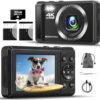 Digital Camera - 4K 44MP UHD Digital Cameras for Photography - Autofocus Point and Shoot Vlogging Camera with 16X Zoom, 32GB SD Card, 2 Batteries - Compact Small Camera for Kids Teens Boys Girls