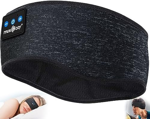 MUSICOZY Sleep Headphones Bluetooth 5.2 Headband, Sports Wireless Earphones Music Sleeping Eye Mask Earbuds with HD Stereo Speaker for Mom Women Men Teen Running Cool Gadgets Unique Gifts