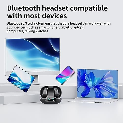 Open Ear Clip Headphones, Wireless Earbuds Bluetooth 5.3 Sports Earphones Built-in Mic with Ear Hooks, 36H Playtime Charging Case LED Display, IP7 Waterproof Fitness Ear Buds for Exercise - Image 8
