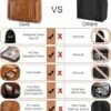 Elviros Travel Hanging Toiletry Bag for Women and Men, Large PU Leather Toiletries Organizer, Water-resistant Bathroom Shaving Kit for Cosmetics, Makeup Case (Large, Brown) - Image 6