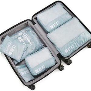 7 Sets Packing Cubes for Travel Luggage Organizers Storage Bags Waterproof and Lightweight Suitcase Compression Pouches (Grey)