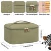 OCHEAL Makeup Bag, Portable Cosmetic Bag, Large Capacity Travel Makeup Case Organizer, Makeup Bags For Women Toiletry Bag for Girls Traveling With Handle and Divider-Green Braided - Image 3