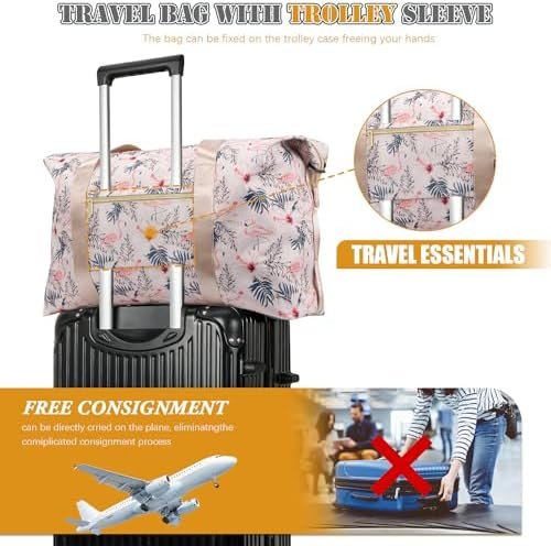 Tuwubi Travel Duffle Bag, Gym Bag for Women, Weekender Bag, Tote Bag, 45L Travel Duffel Bags with Small Pouch - Flamingo - Image 7