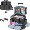 CURMIO Rolling Teacher Tote Bag with Padded Laptop Compartment for up to 15.6 Inches Laptop, Wheeled Teacher Bag for Teaching, Office, Craft, Black