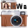 4K Digital Camera for Photography Autofocus, 48MP Vlogging Camera for YouTube with Viewfinder Dial Flash,16X Digital Zoom Portable Compact Travel Camera Anti-Shake for Teens,Adults,Beginners