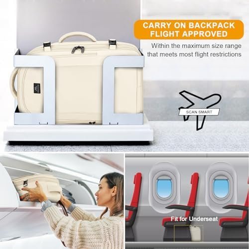 MATEIN Carry on Backpack for Women, 50L TSA Travel Backpack with Wet Bag Expandable Airline Approved Suitcase Backpack, Large Personal Item Bag Water Resistant Daypack for Business Weekender, Beige - Image 5