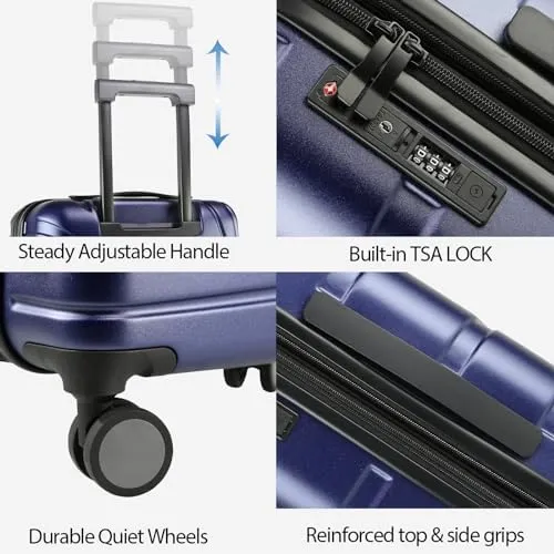 VANKEAN Carry On Luggage with Spinner Wheels & TSA Lock, Expandable Hard Shell Suitcase airline approved,20 Inch Carry-On,Navy - Image 5