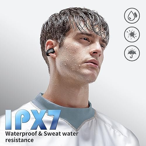 Open Ear Clip Headphones, Wireless Earbuds Bluetooth 5.3 Sports Earphones Built-in Mic with Ear Hooks, 36H Playtime Charging Case LED Display, IP7 Waterproof Fitness Ear Buds for Exercise - Image 7