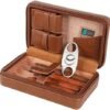 Humidor for up to 4 cigar. Woven textured style leather to hold your 69 humidor pack , interior made of cedar wood with cigar cutter, cigar case, cigar humidor for easy portability and travel - Image 5